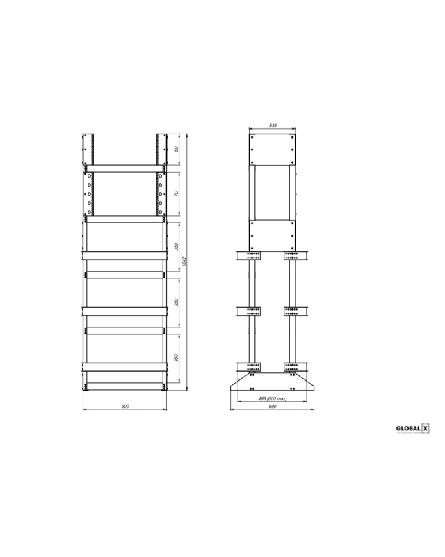 Стійка на 12 батарей та систему живлення